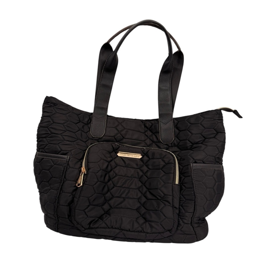 AIMEE KESTENBERG-Travel Tote Bag Laptop Overnighter Black Medium Quilted